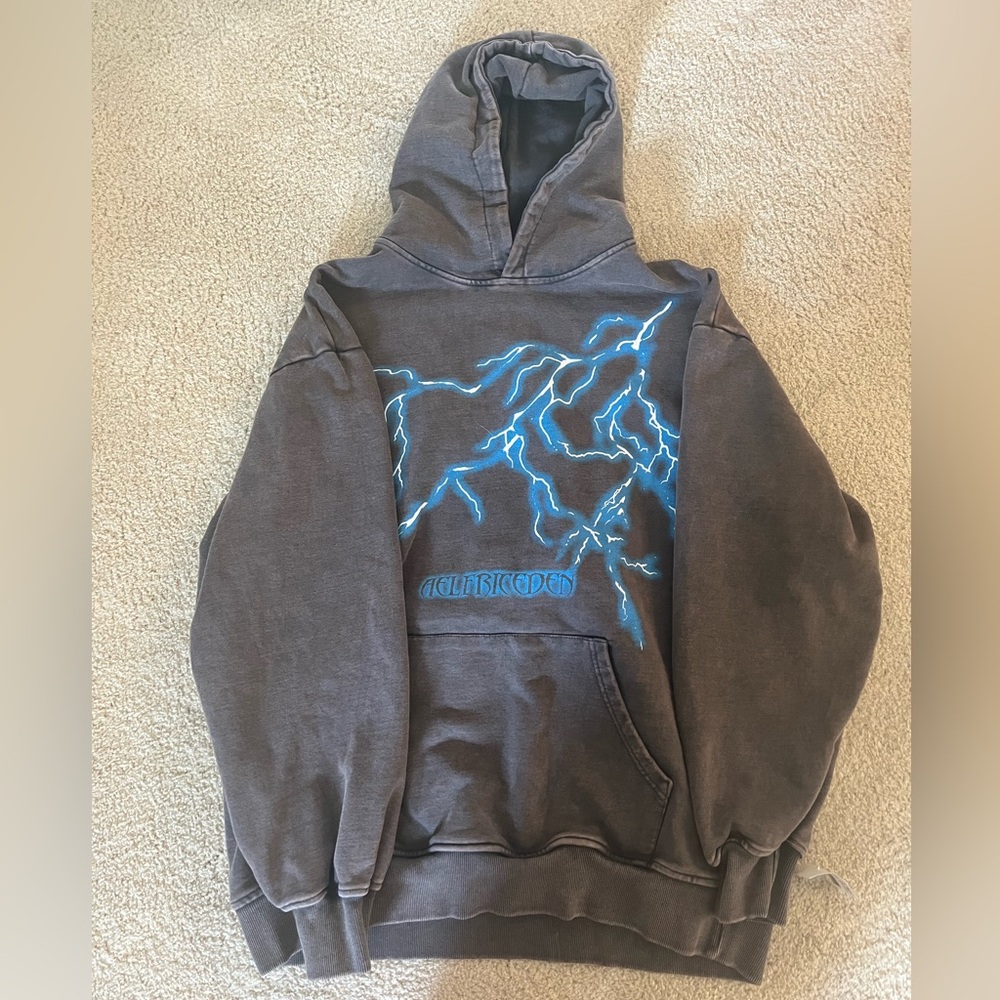 Elfric Eden grey lightning oversized hoodie